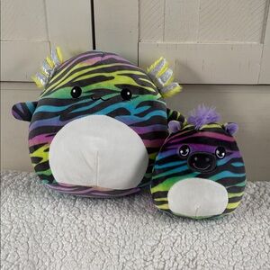 Colorful Zebra Print Axolotl and Zebra Blind Bag Squishmallows, 8”& 5”